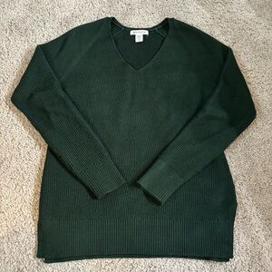 Athleta Forest Green V-Neck Sweater